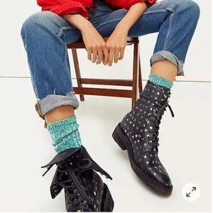 Santa Fe Washed Black Star Distressed Moto Boots in size 40